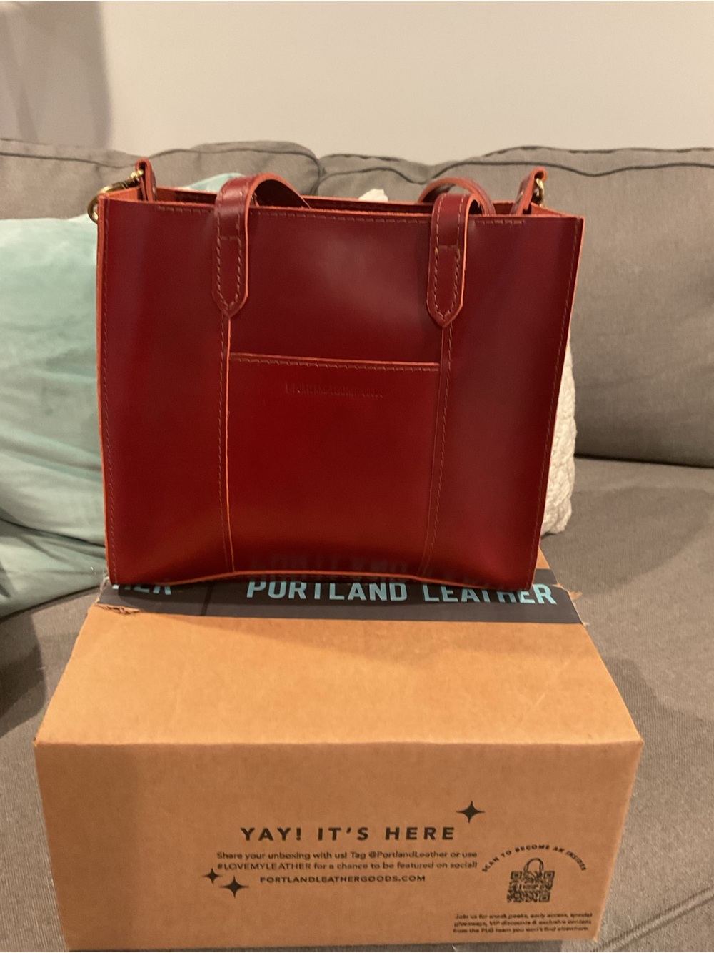 Portland Leather Deep Red Lola crossbody bag cowboy Sunset